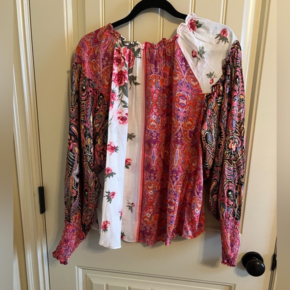 FREE PEOPLE Gemini Vintage Combo Long Sleeve Blouse size Small - Picture 9 of 10